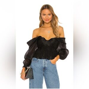 House of Harlow 1960 Black Off-Shoulder Blouse Size Small